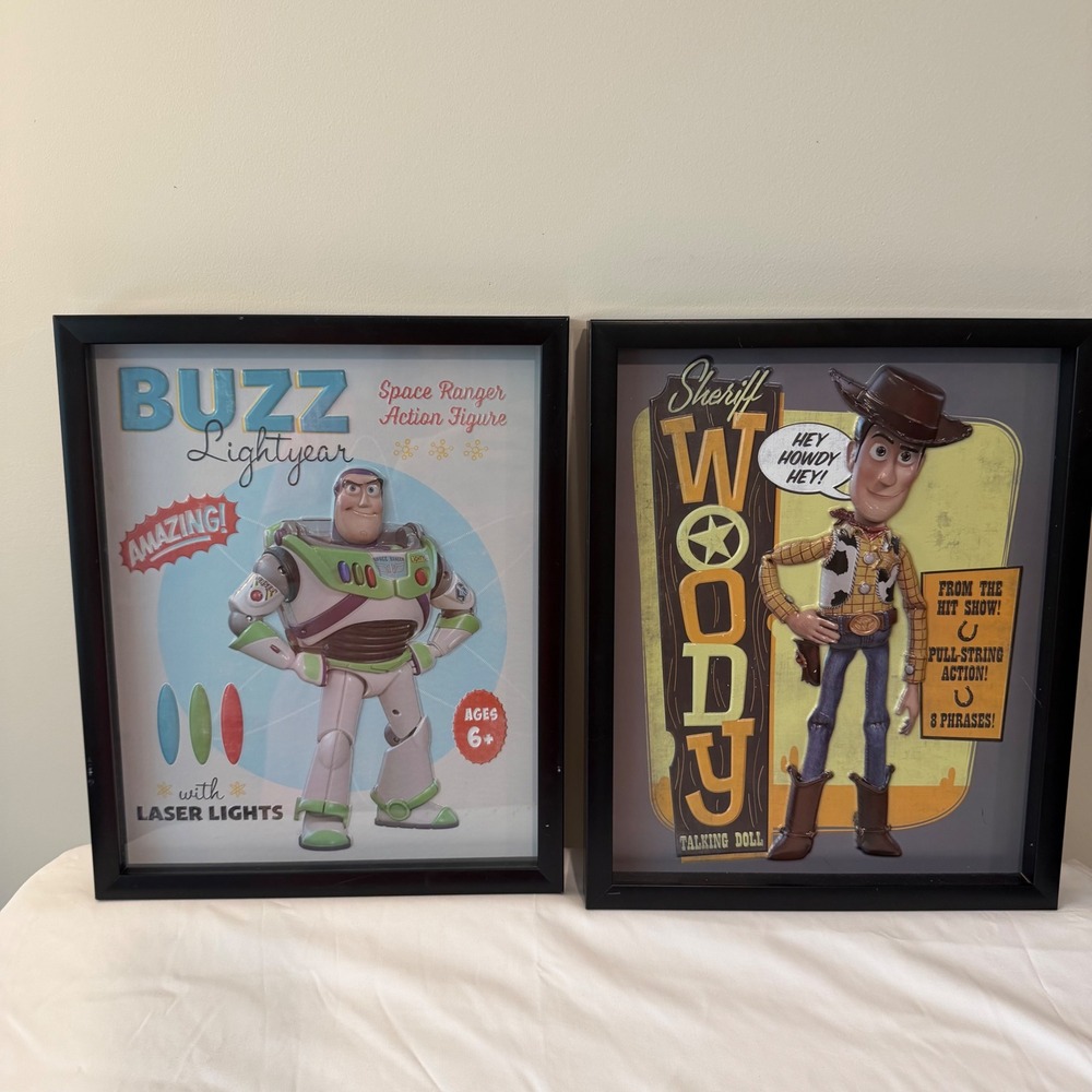 Disney Toy Story ComicWalls 3D Shadow Box Art Set Buzz Lightyear Sheriff Woody